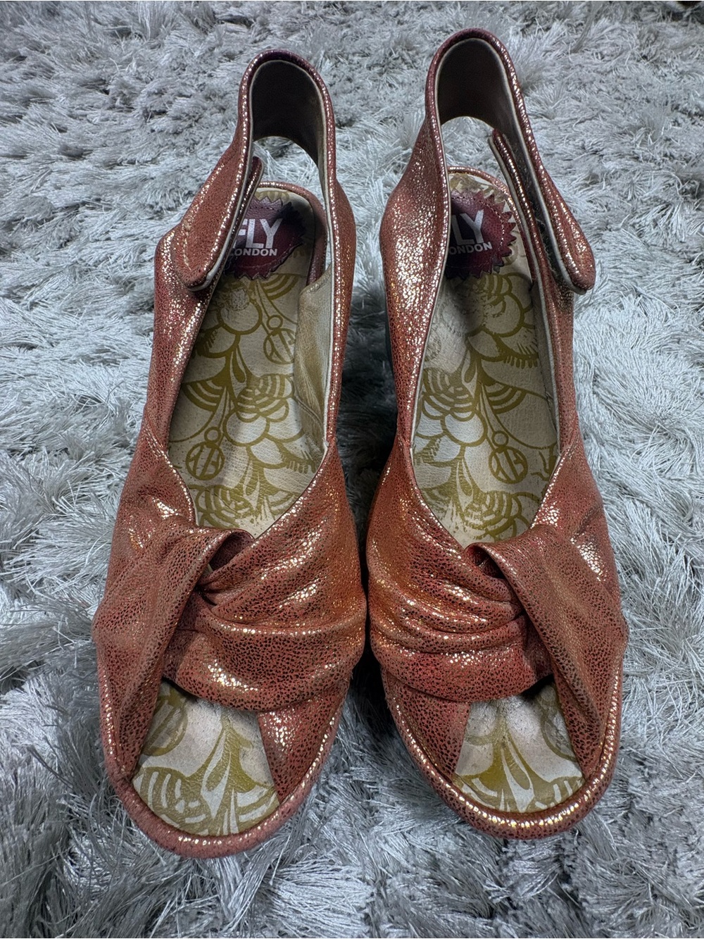 Fly London sz36 Metallic Copper Knot-Front Women’s Flats - Picture 5 of 5